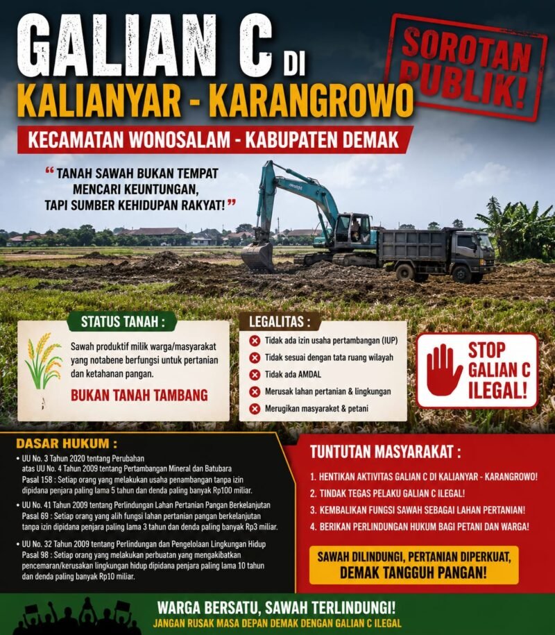 Galian C di Kalianyar - Karangrowo, Wonosalam Demak Status Tanah Sawah & Legalitasnya