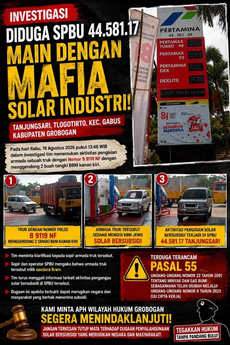 Diduga SPBU 44.581.17 Tanjungsari Terlibat Aktivitas Pengisian Solar Bersubsidi untuk Armada Bertangki Ganda