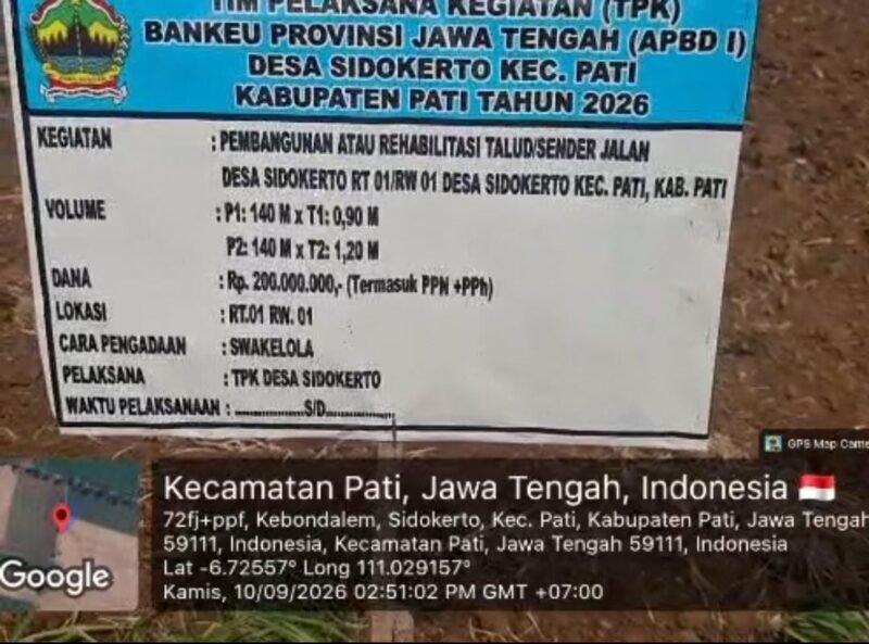 Proyek Talud Rp200 Juta di Sidokerto Disorot, Diduga Tak Sesuai Spesifikasi