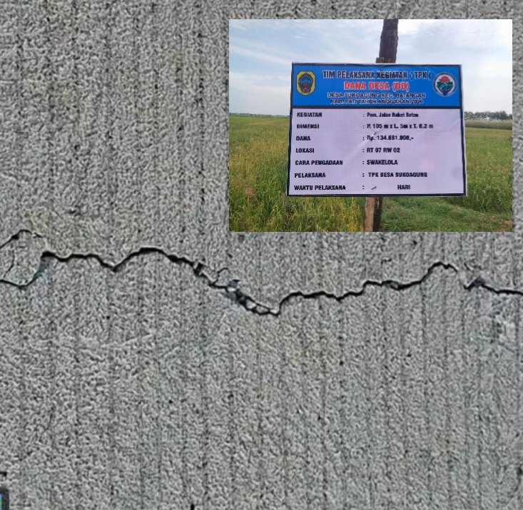 Diduga Proyek Jalan Rabat Beton Di kerjakan oleh Pihak ke Tiga. Kades Di bekingi oknum media Jursit