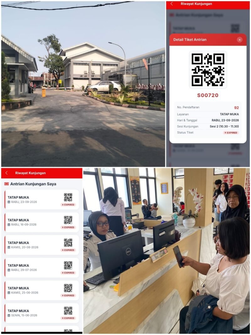 Layanan antrean kunjungan tatap muka di Rutan Kelas I Surabaya kini dapat dilakukan secara online melalui aplikasi RUSABAYA.