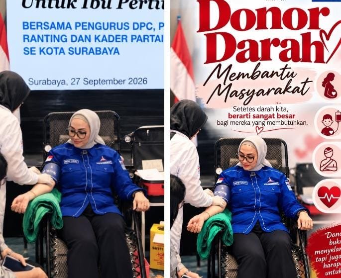 “Darah Demokrat Untuk Ibu Pertiwi”, Ning Lucy Tutup HUT ke-25 dengan Aksi Nyata