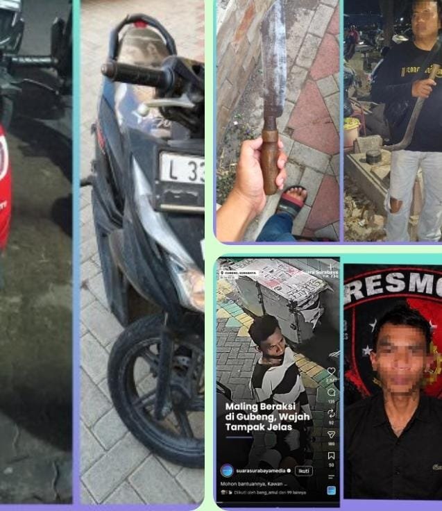 Resmob Satreskrim Polrestabes Surabaya mengamankan terduga pelaku pencurian sepeda motor yang diduga beraksi di puluhan lokasi di Surabaya.