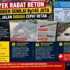 Proyek Rabat Beton Desa Bodeh Senilai Rp145 Juta Disorot, Jalan Diduga Cepat Retak