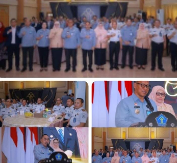 Foto: Kepala Rutan Kelas I Surabaya, Tristiantoro Adi Wibowo, menghadiri kegiatan pisah sambut pimpinan Kantor Wilayah Kementerian Hukum Jawa Timur di Surabaya, Selasa (6/10/2026), sebagai bagian dari upaya memperkuat sinergi dan koordinasi antarlembaga.