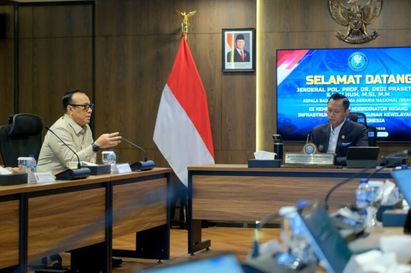 Menko Infrastruktur dan Pembangunan Kewilayahan Agus Harimurti Yudhoyono menerima Kepala BRAN Dedi Prasetyo dalam pertemuan di Jakarta untuk membahas penguatan reforma agraria dan pemanfaatan tanah bagi kesejahteraan rakyat.